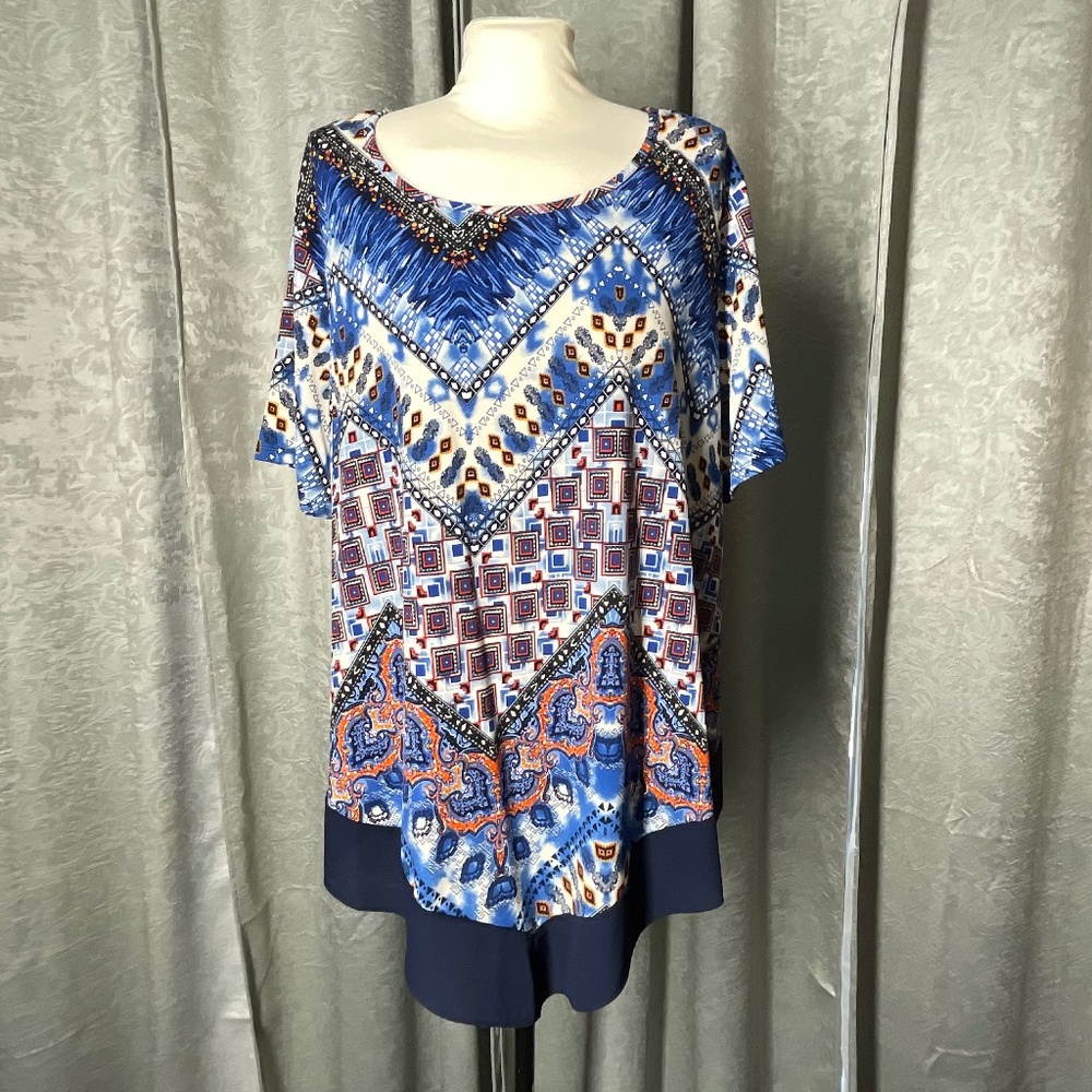Women’s 18/20W Cato Blue/Black Blouse Top